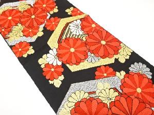 アンティーク　亀甲に菊模様織出し袋帯（着用可）